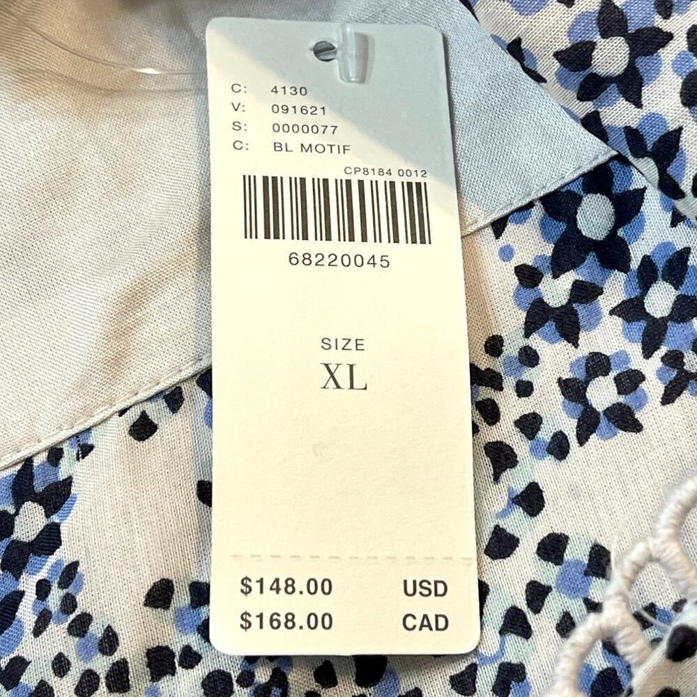 Anthropologie V-Neck Plunge Tunic Mini Dress Womens Size XL Blue White Black NWT - Picture 11 of 14